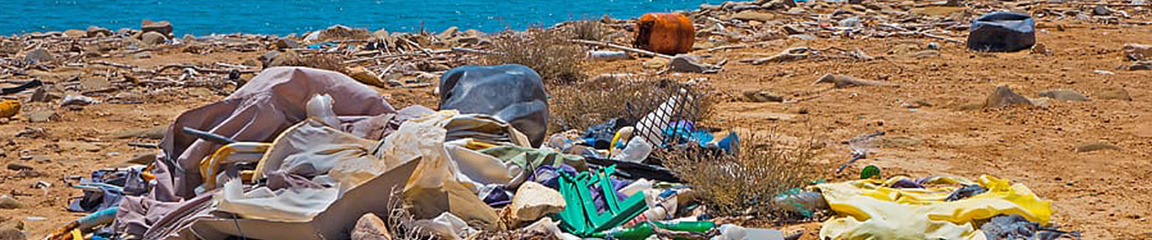 garbage littering a beach